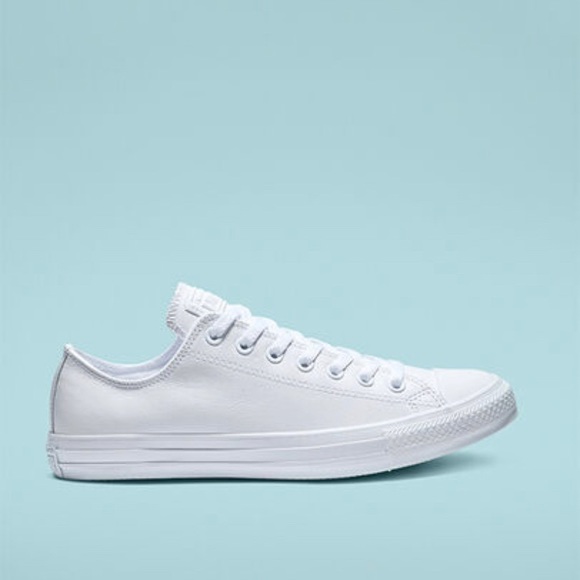 white leather low top converse